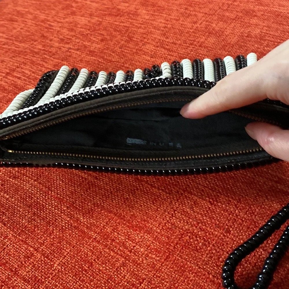 VTG 40’s Black White Stripes Telephone Cord Wire Clutch Bag Purse